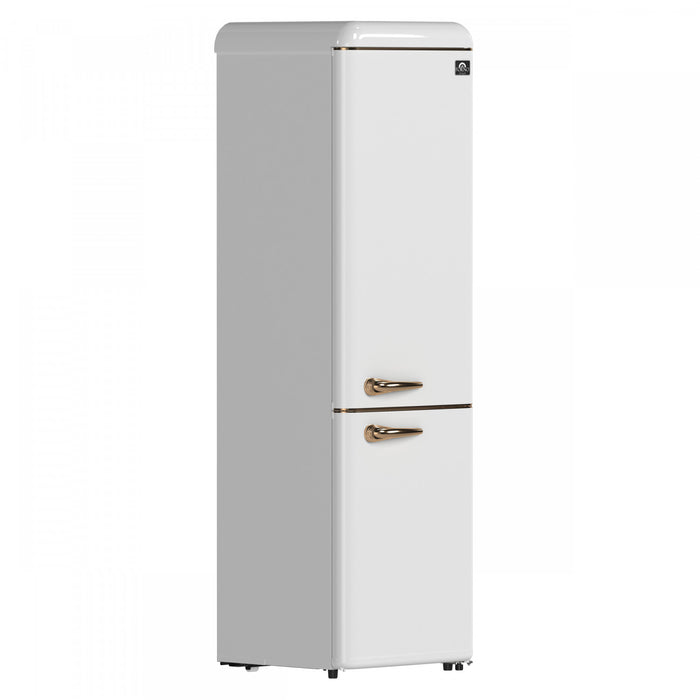 Refrigerateur Storico de 22 po de style retro avec congelateur inferieur, blanc, 9 pi³ – FFFFD1745-22WHT