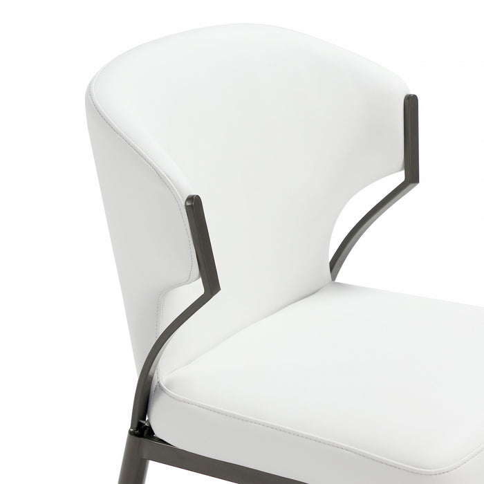 Chaise de salle a manger moderne en metal et cuir vegetalien Kirsten, blanc - Lot de 2