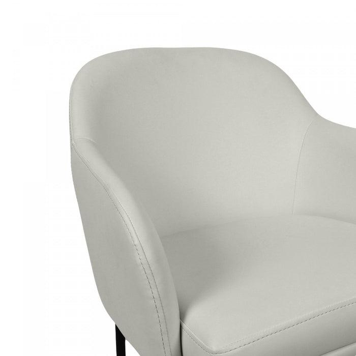 Fauteuil contemporain Loft en cuir vegetalien avec accoudoirs en metal, gris pierre - Lot de 2