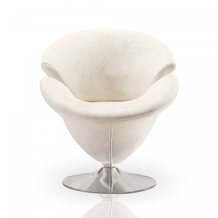 Fauteuil lounge pivotant moderne en velours Tulip blanc - Lot de 2