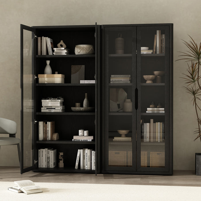 Armoire bibliotheque moderne Rivington 38\" en noir - Lot de 2