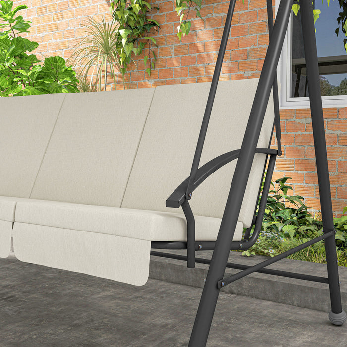 Outsunny Balancoire De Patio 3 Places Avec Auvent Reglable Et Coussins