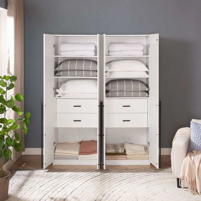 Armoire moderne Lee 32\" en blanc - Lot de 2