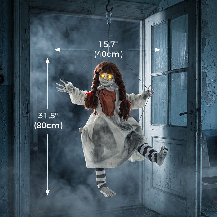 HOMCOM Decoration d'Halloween animee fillette effrayante sur balancoire