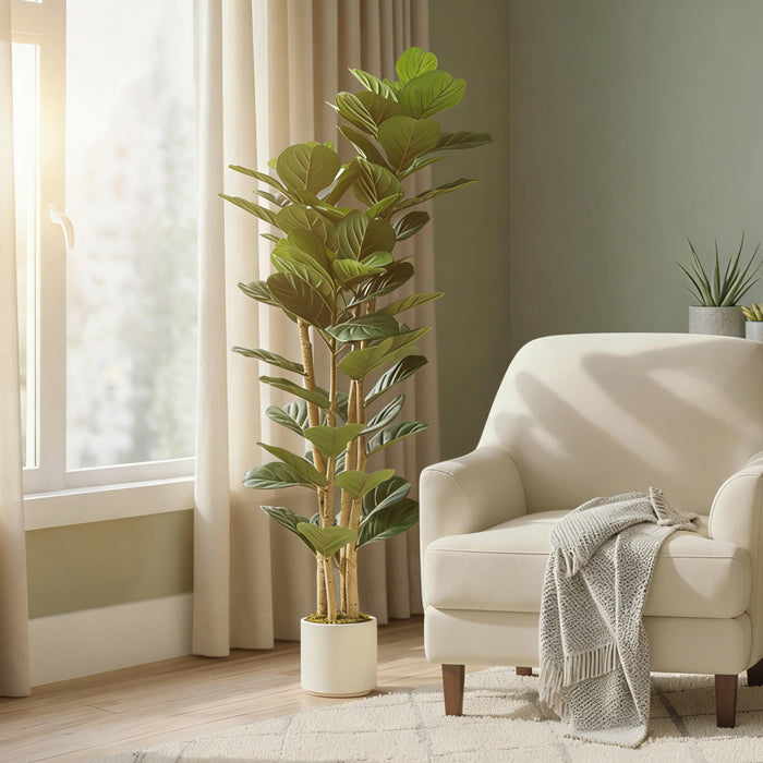 HOMCOM Faux figuier Lyre, arbre artificiel de 5\"