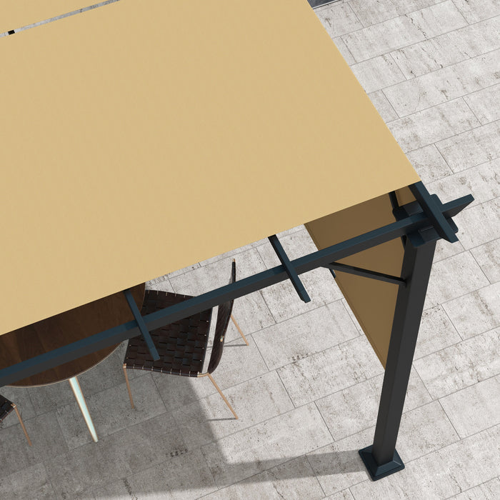 Outsunny Auvent De Pergola Retractable 10' X 10' Pour Jardin, Marron