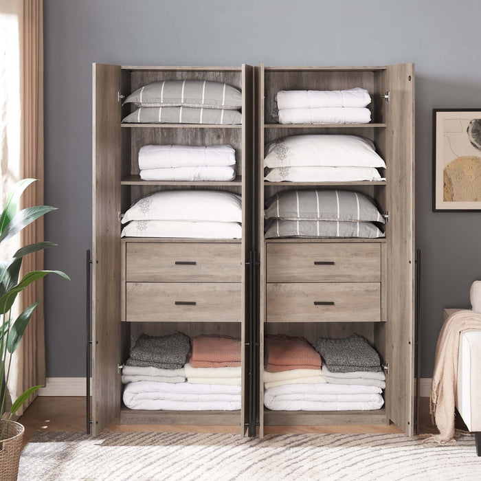 Armoire Lee Modern 32\" en gris rustique - Lot de 2