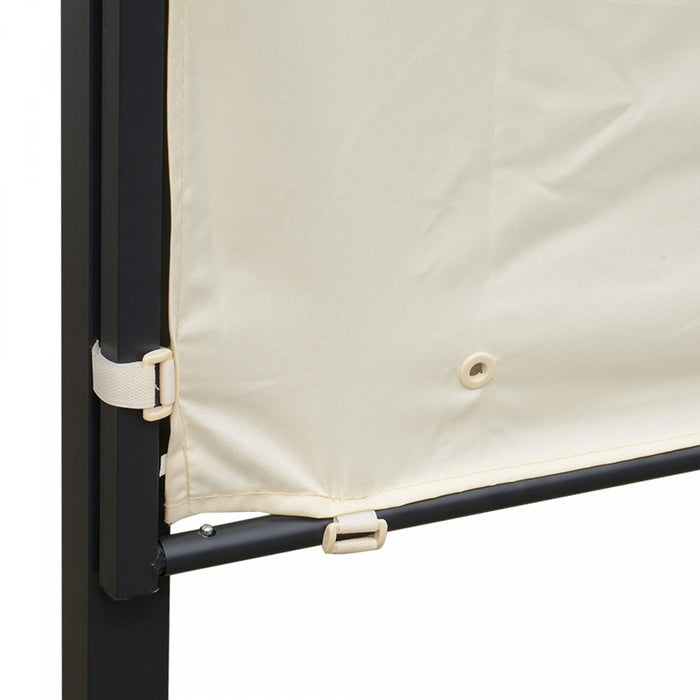 Outsunny 10x8pi Tonnelle De Terrasse En Metal Avec Auvent Lateral Extensible Abri Exterieur Jardin Pare-soleil Auvent Pont Porte Fenetre Auvent Creme Blanc