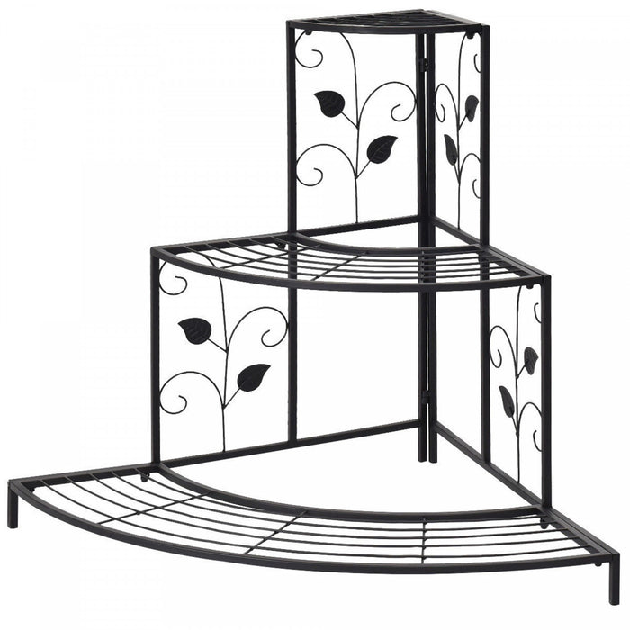 Costway 3 Niveaux Floral Coin Plante Stand Metal Pot De Fleurs Etagere Escalier Affichage Echelle