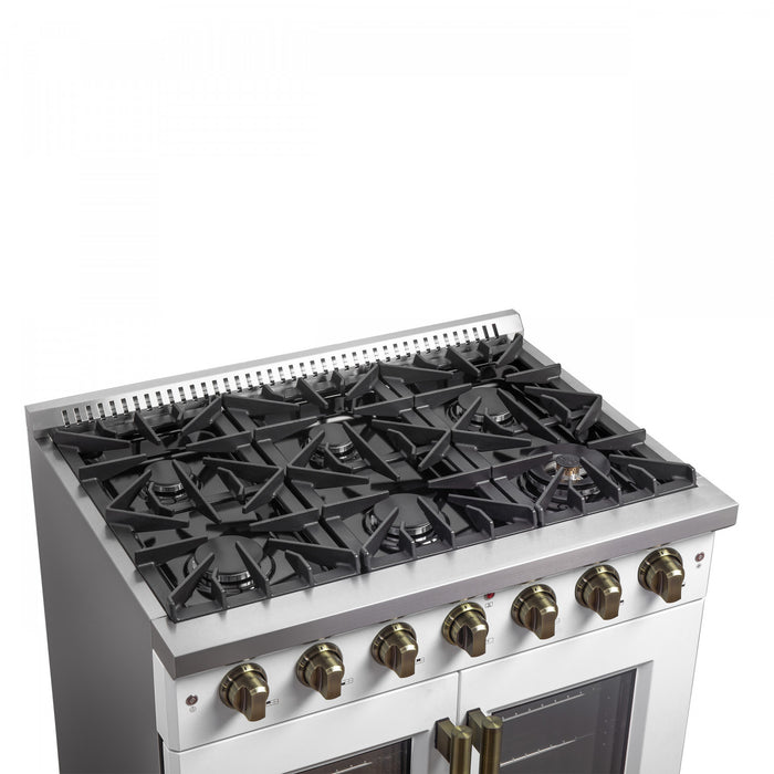 Cuisiniere a gaz blanche Galiano 36 pouces, 4,32 pi³ – FFSGS6444-36WHT