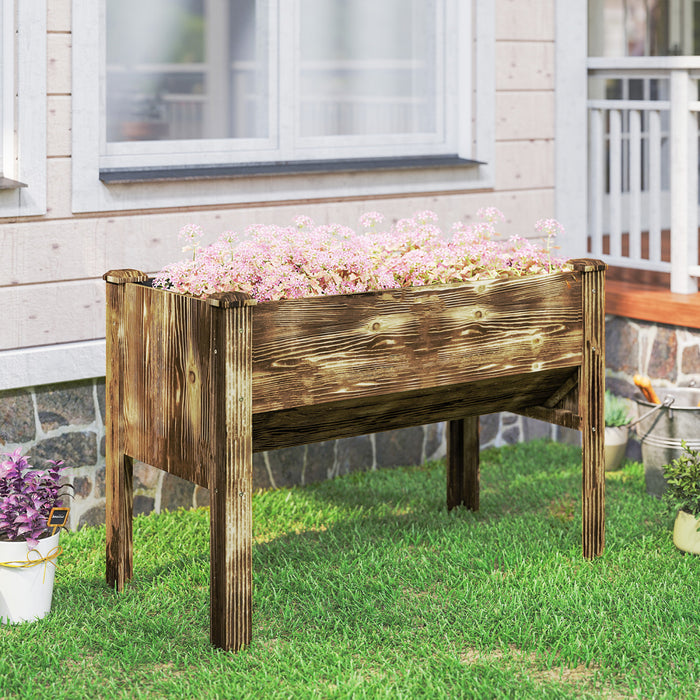 Outsunny Bac de Jardin Sureleve avec Crochets, Capacite 300 kg, Carbonise