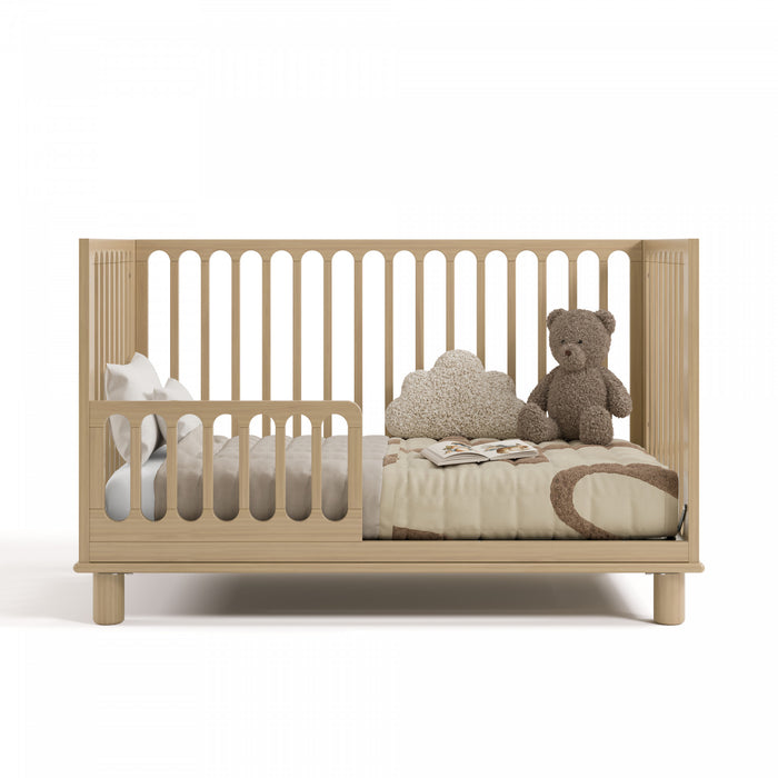 Storkcraft Sicily Lit de bebe convertible 3-en-1 de luxe avec barriere de securite pour tout-petit incluse - Bois clair