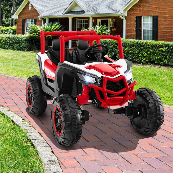 Costway 24v Kids Ride Sur Utv Avec 4 X 100w Puissant Moteur Telecommande Haute / Basse Vitesse Rouge
