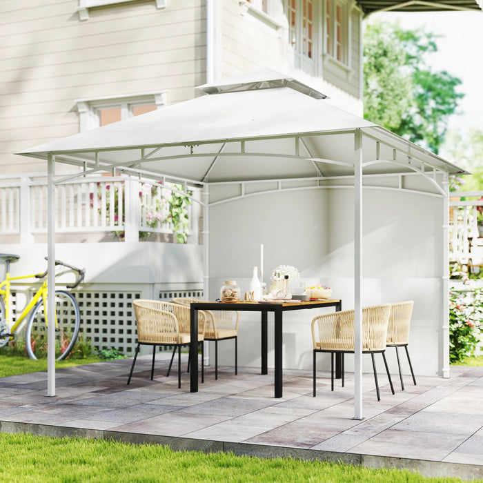 Outsunny Gazebo de terrasse 10'x10', Gazebo exterieur a double toit, creme