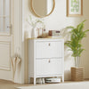 HOMCOM Shoe Cabinet with 2 Flip Drawers, Narrow Shoe Storage Cabinet, White