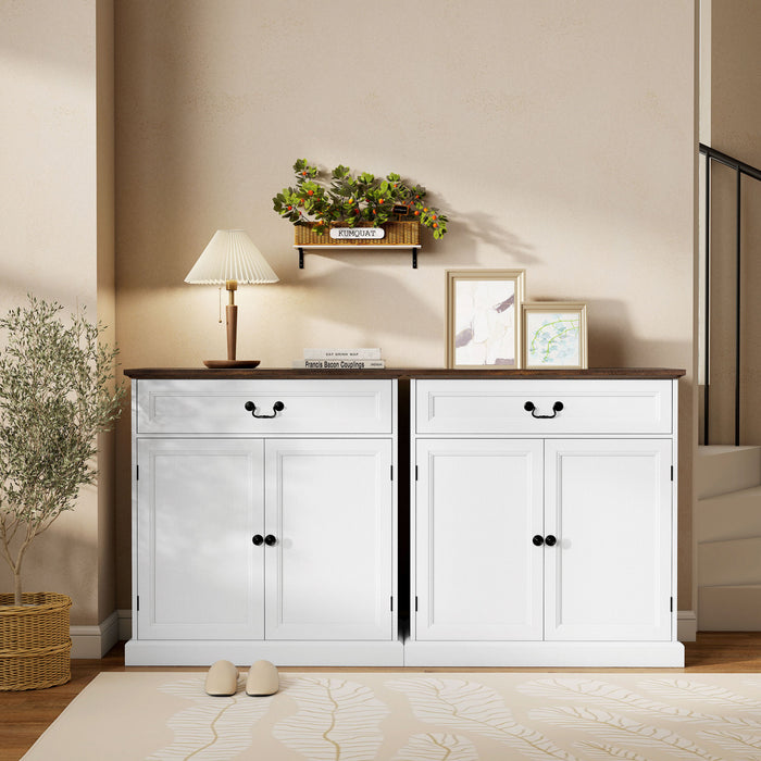 HOMCOM Buffet de 32\" avec Plateau Epais et Tiroir, Grain de Bois Blanc