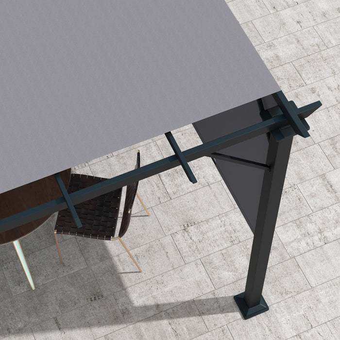 Outsunny Auvent De Pergola Retractable 10' X 10' Pour Jardin, Gris