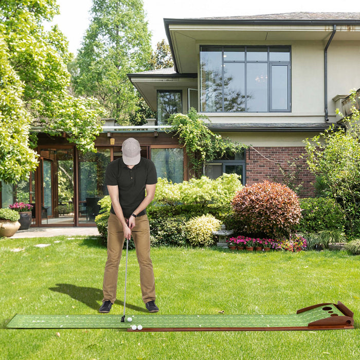 Costway Mettre Vert Pratique Golf Mettre Tapis Avec Auto Ball Retour Et 2 Tailles De Trou