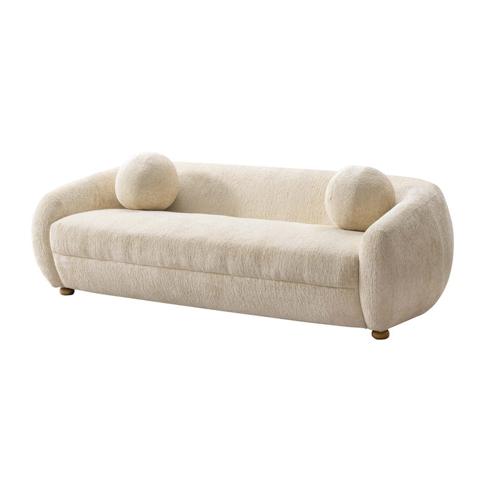 Canape Tribeca style mid-century 86\" en chenille creme