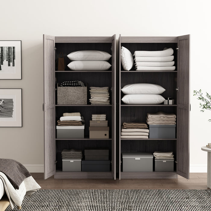 Armoire de rangement Cornelia Modern 30\" en gris (4 etageres) - Lot de 2