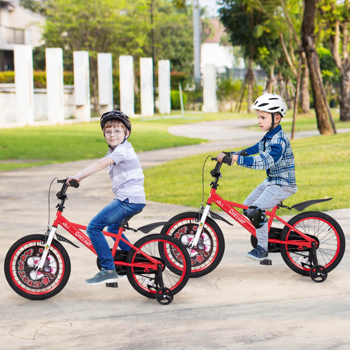 Costway 18\" Velo Pour Enfants Pour 4-8 Avec Guidon Reglable En Hauteur Et Frein A Main En Selle Rouge