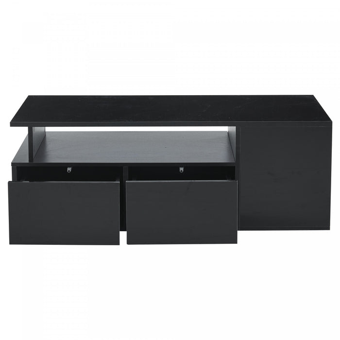 Daniel table basse avec eclairage LED et tiroirs de rangement, noir
