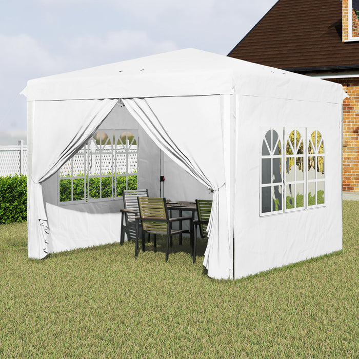 Outsunny Tente Escamotable 10' X 10' Avec Sac De Transport, Blanc