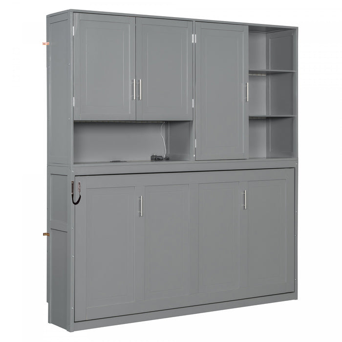 Ethan Lit escamotable gain de place avec rangement et design pliable, Taille simple, Gris