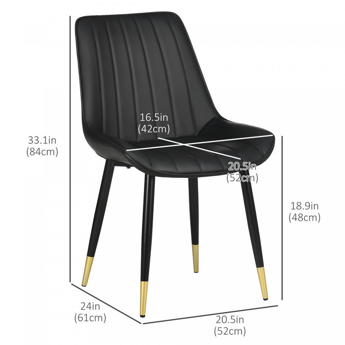 HOMCOM Chaises de salle a manger (lot de 2), rembourree en cuir PU, noir