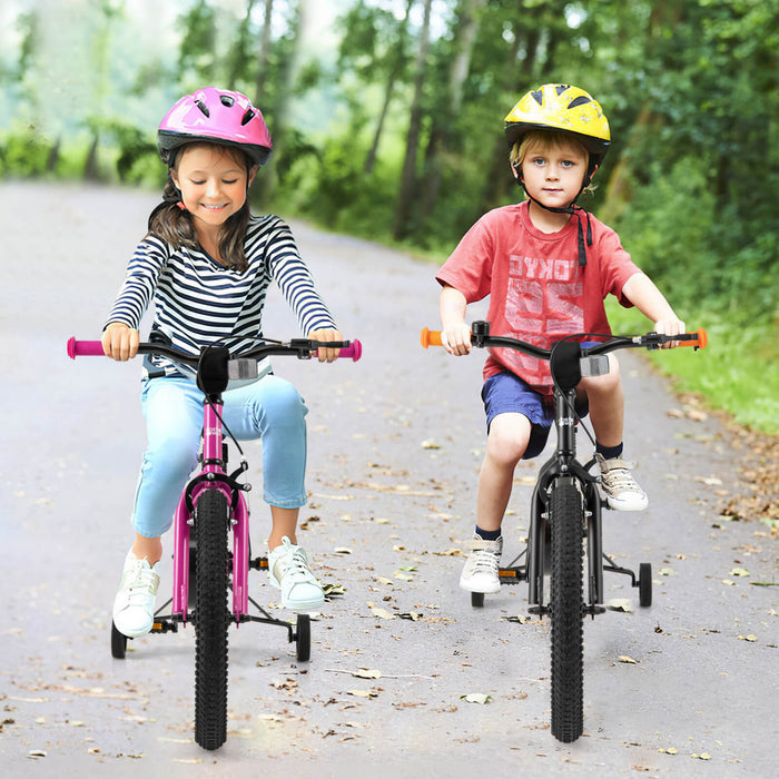 Velo Costway 18 Pouces Pour Enfants De 4 A 8 Ans Avec Selle Reglable Et Guidon Antiderapant Noir