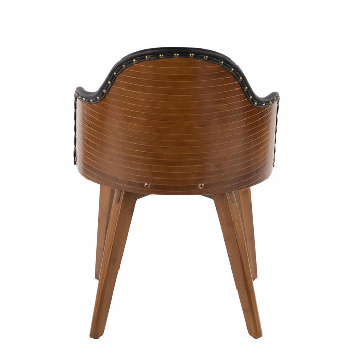 Chaise de salle à manger de style du milieu du 20e siècle Ahoy en similicuir - noyer et noir