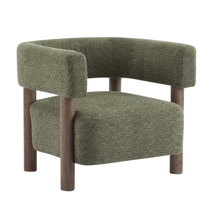 Evelyn Fauteuil d’appoint avec assise confortable et revetement en boucle, vert olive