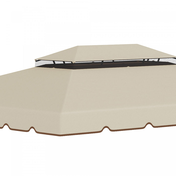 Outsunny 12.8' X 9.5' Toit De Rechange Pour Tonnelle, Couverture Superieure Pour Tonnelle Avec Double Toit Ventile Pour Terrasse De Jardin Exterieur (toit Uniquement), Beige