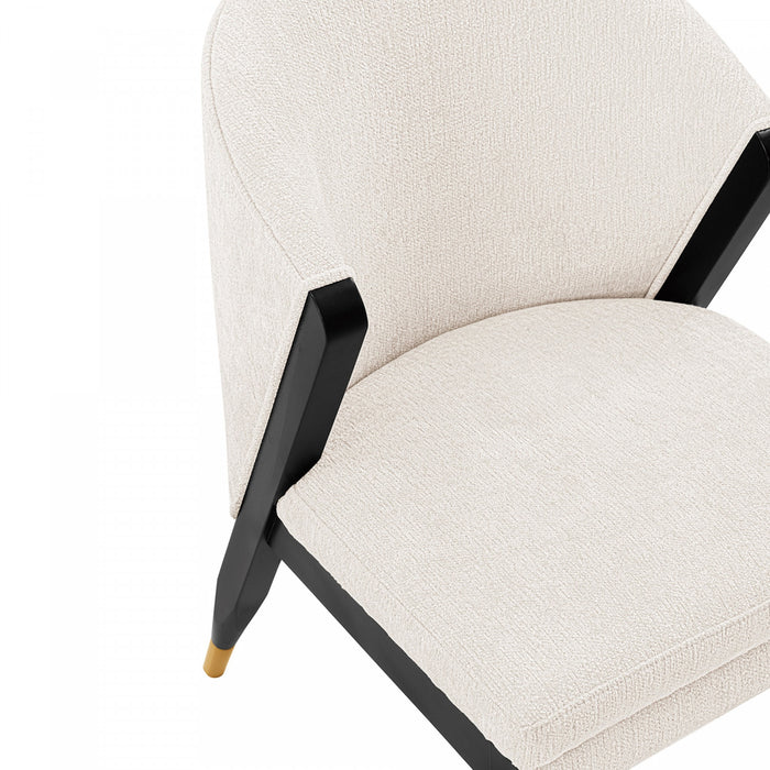 Chaise de salle a manger moderne Ola en bois et chenille creme - Lot de 2
