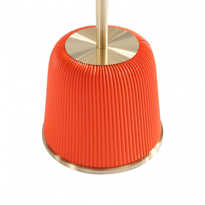 Table d’appoint moderne Anderson avec plateau en metal et revetement en tissu orange – Lot de 2