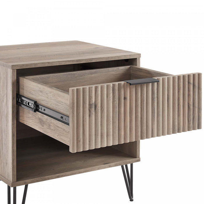 Table de nuit moderne Dumbo 20\" a rainures en gris rustique (1 tiroir)