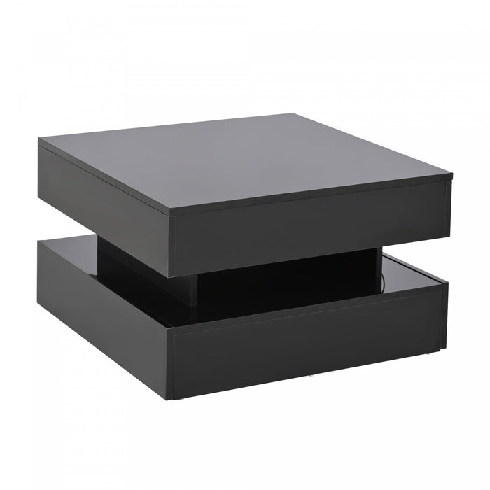 Oliver table basse relevable – table avec eclairage LED et 2 tiroirs, noir