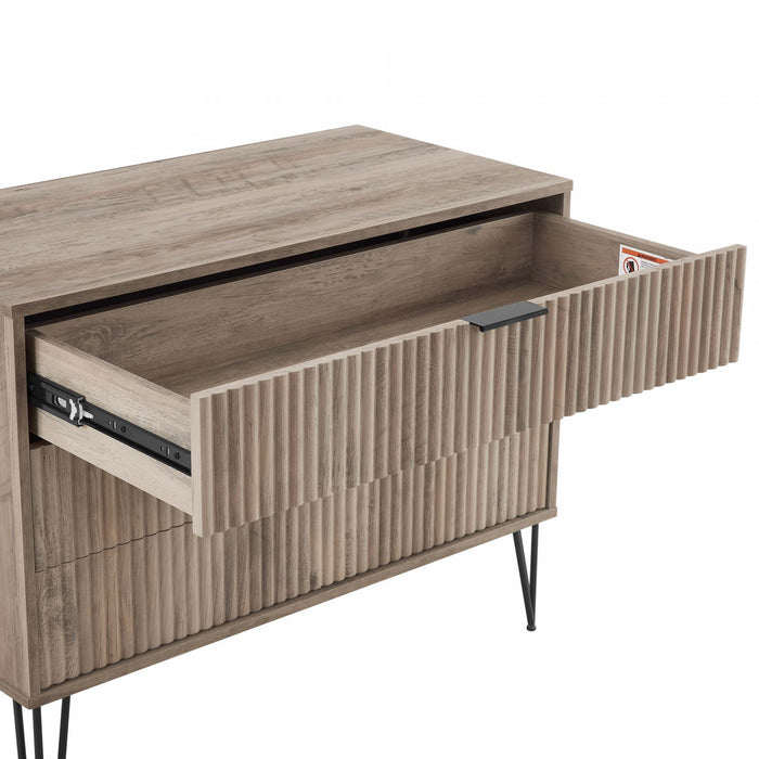 Commode Dumbo Moderne 35\" a rainures en gris rustique (3 tiroirs)