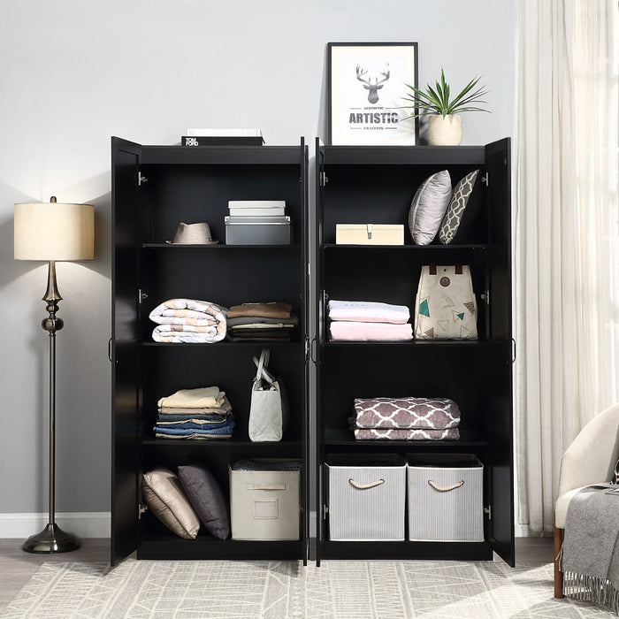 Armoire de rangement moderne Hopkins 30\" en noir (4 etageres) - Lot de 2