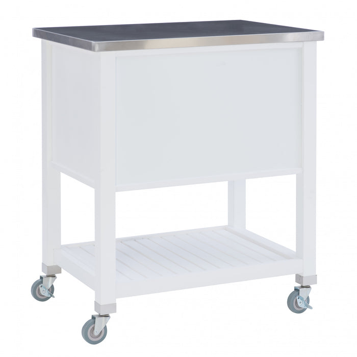 Chariot-bar de rangement Robbin en bois pour la cuisine - blanc