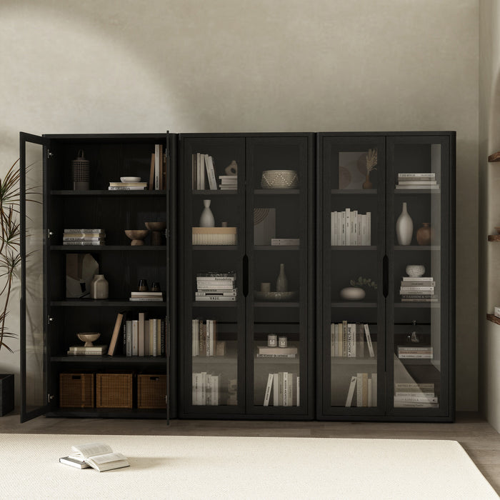 Armoire bibliotheque moderne Rivington 38\" en noir - Ensemble de 3