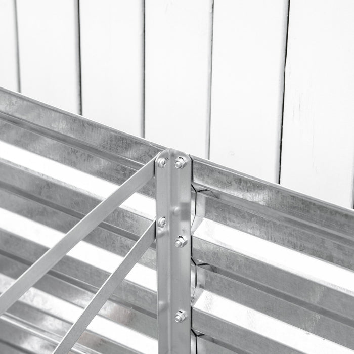 Outsunny Jardiniere Surelevee En Metal Avec Tiges Renforcees, Argente