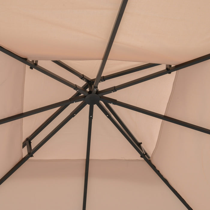 Outsunny Auvent De Tonnelle Carre A 2 Niveaux De 9,8' X 9,8', Couverture Superieure De Remplacement, Pare-soleil De Jardin Exterieur, Beige