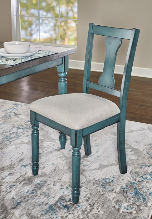 Chaise de salle à manger Willow en tissu bleu sarcelle - ensemble de 2