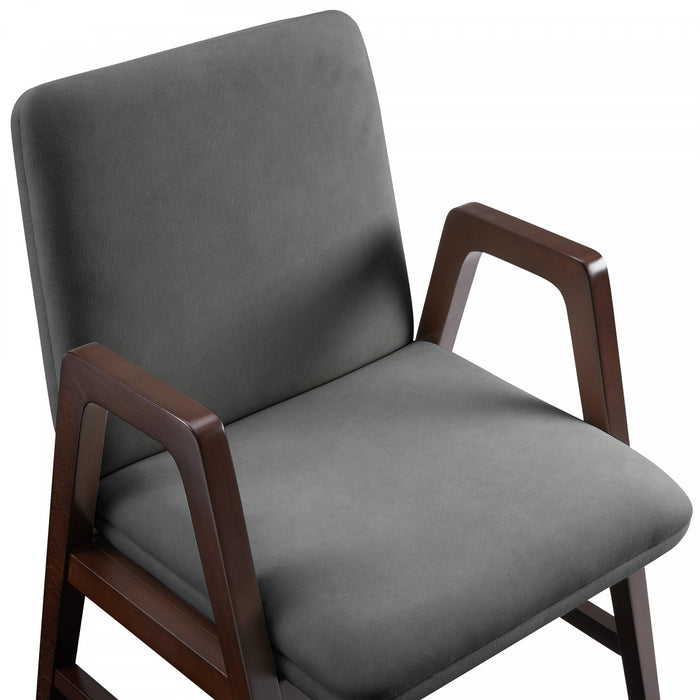 Fauteuil moderne en bois et velours Stella, coloris graphite