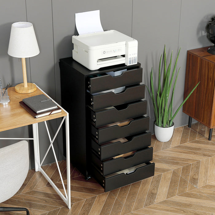 Vinsetto Classeur Vertical A 7 Tiroirs Armoire De Rangement De Bureau