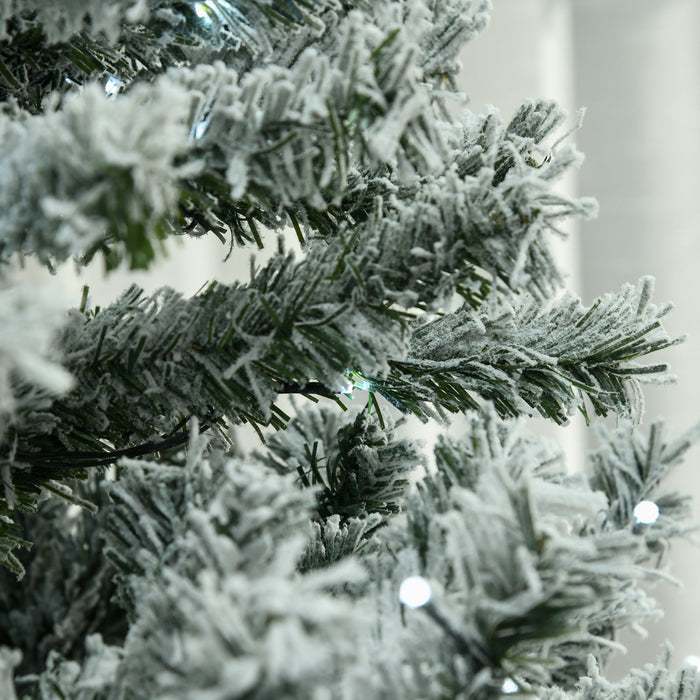 Homcom Sapin De Noel Artificiel Floque 6 Pi Avec Lumieres A Led Blanc Froid