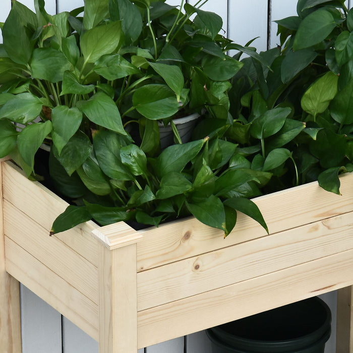 Outsunny 34'' Jardiniere Sur Pieds Potager Inserts D'irrigation + Feutre De Drainage Inclus Bois Massif Sapin