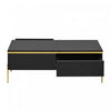 Lustra 39.4 Inch Modern High-Gloss Coffee Table with Dual Drawers and Gold Accents, Black | Lustra Table Basse Moderne Haute Brillance 39.4 po avec Double Tiroirs et Accents Dores, Noir