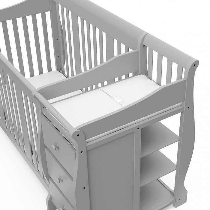 Storkcraft Portofino Lit de bebe convertible 4-en-1 avec table a langer - Gris galet